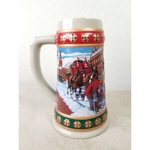 Budweiser Beer Stein Mug Hometown Holiday 1993 Handcrafted 7" Brazil Ceramarte